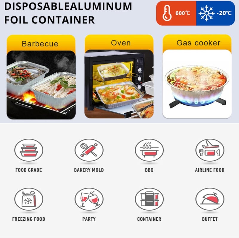 LUCKMETA 7'' Inch Round Tin Foil Pans Disposable Aluminum Pans with Clear Lids (30 Pack), Freezer & Oven Safe - For Baking, Cooking, Storage, Roasting, & Reheating, Recyclable, Pack of 30 - Image 4